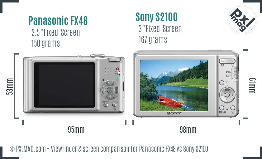 Panasonic FX48 vs Sony S2100 Screen and Viewfinder comparison Panasonic FX48 vs Sony S2100 Screen and Viewfinder comparison