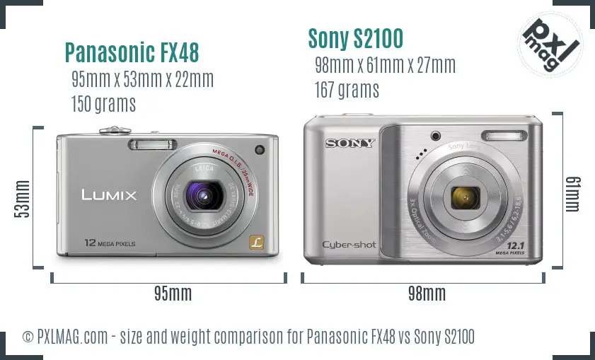 Panasonic FX48 vs Sony S2100 size comparison Panasonic FX48 vs Sony S2100 size comparison