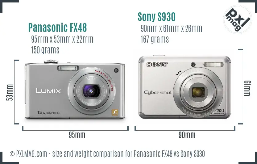 Panasonic FX48 vs Sony S930 size comparison
