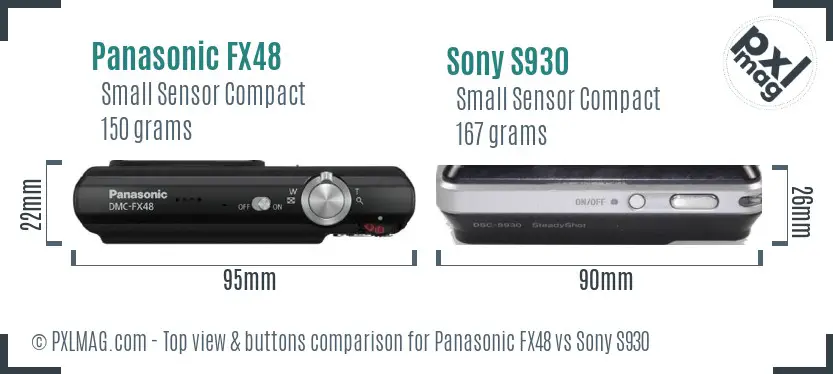 Panasonic FX48 vs Sony S930 top view buttons comparison
