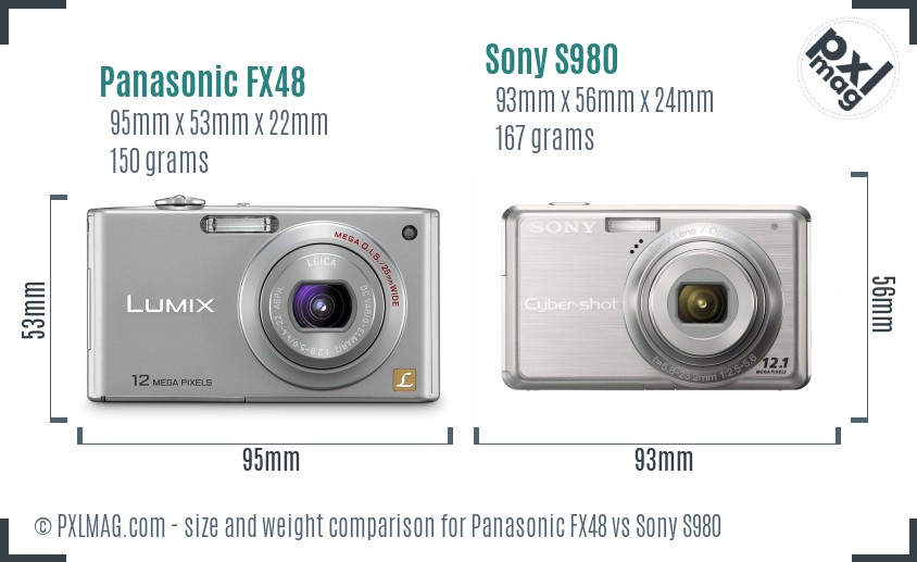 Panasonic FX48 vs Sony S980 size comparison Panasonic FX48 vs Sony S980 size comparison