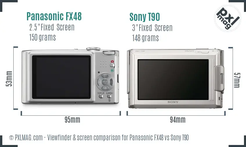 Panasonic FX48 vs Sony T90 Screen and Viewfinder comparison