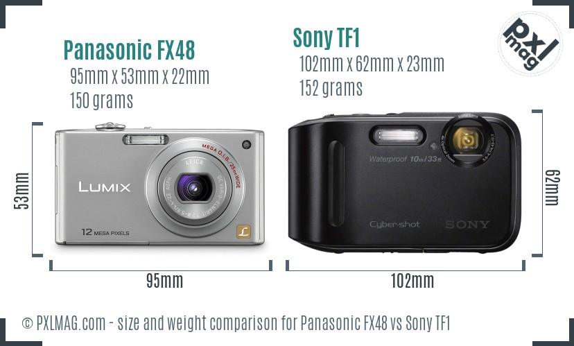 Panasonic FX48 vs Sony TF1 size comparison Panasonic FX48 vs Sony TF1 size comparison