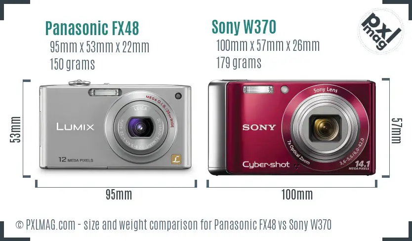 Panasonic FX48 vs Sony W370 size comparison Panasonic FX48 vs Sony W370 size comparison