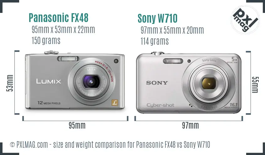 Panasonic FX48 vs Sony W710 size comparison Panasonic FX48 vs Sony W710 size comparison