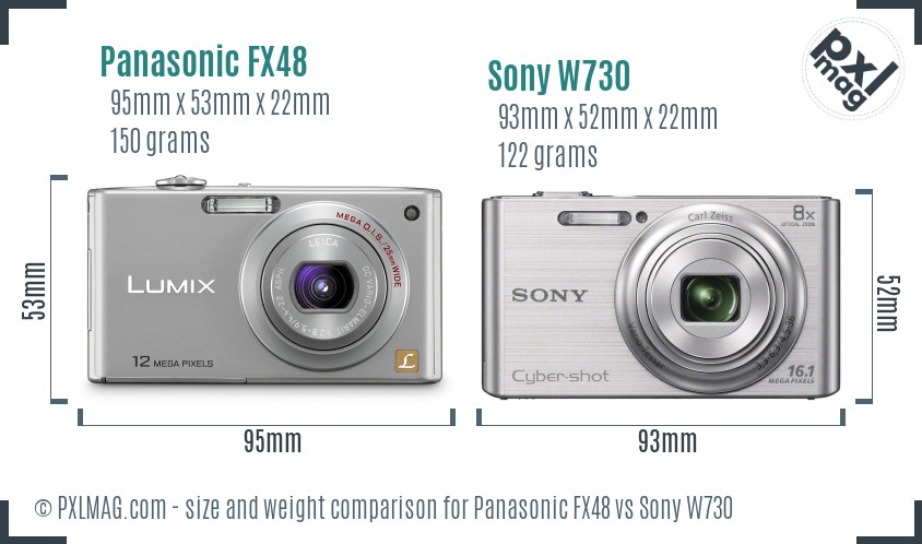 Panasonic FX48 vs Sony W730 size comparison Panasonic FX48 vs Sony W730 size comparison