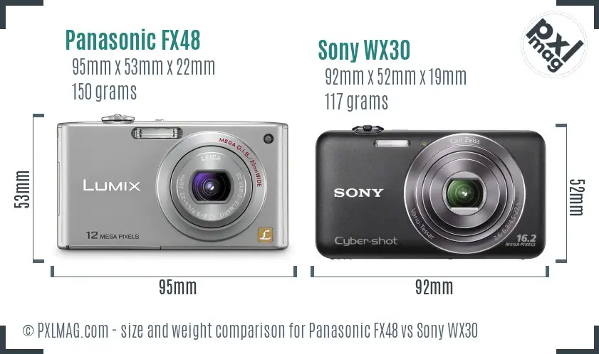 Panasonic FX48 vs Sony WX30 size comparison