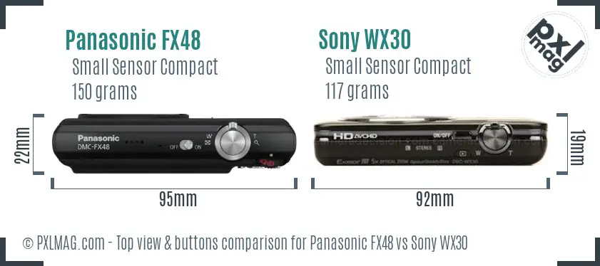 Panasonic FX48 vs Sony WX30 top view buttons comparison