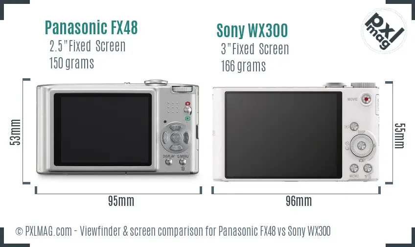 Panasonic FX48 vs Sony WX300 Screen and Viewfinder comparison Panasonic FX48 vs Sony WX300 Screen and Viewfinder comparison