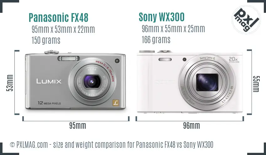 Panasonic FX48 vs Sony WX300 size comparison Panasonic FX48 vs Sony WX300 size comparison