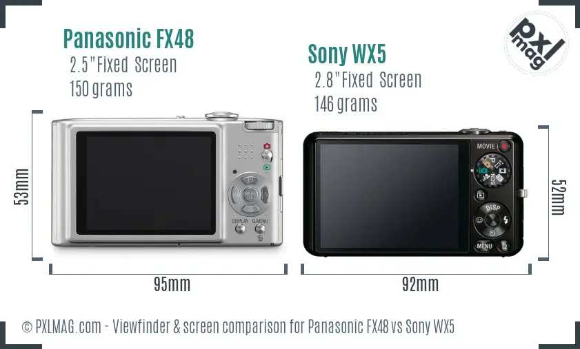 Panasonic FX48 vs Sony WX5 Screen and Viewfinder comparison
