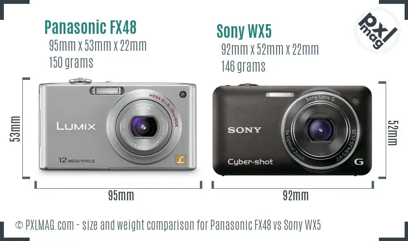Panasonic FX48 vs Sony WX5 size comparison