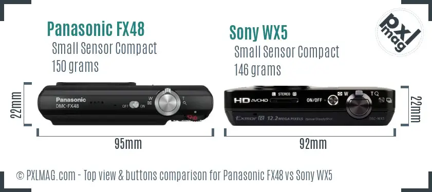 Panasonic FX48 vs Sony WX5 top view buttons comparison
