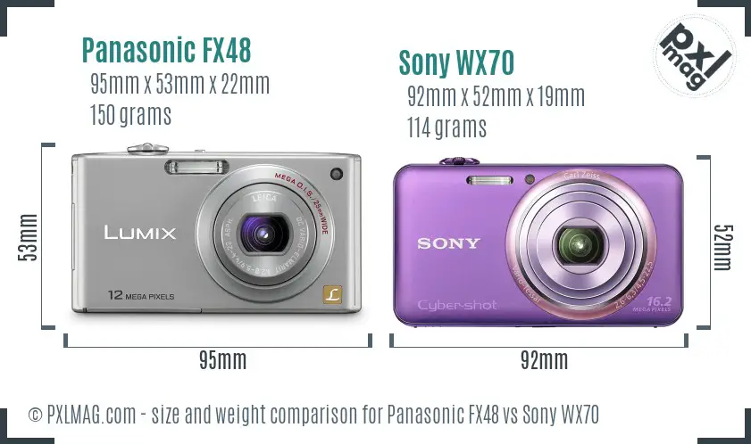 Panasonic FX48 vs Sony WX70 size comparison