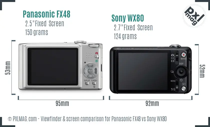 Panasonic FX48 vs Sony WX80 Screen and Viewfinder comparison Panasonic FX48 vs Sony WX80 Screen and Viewfinder comparison