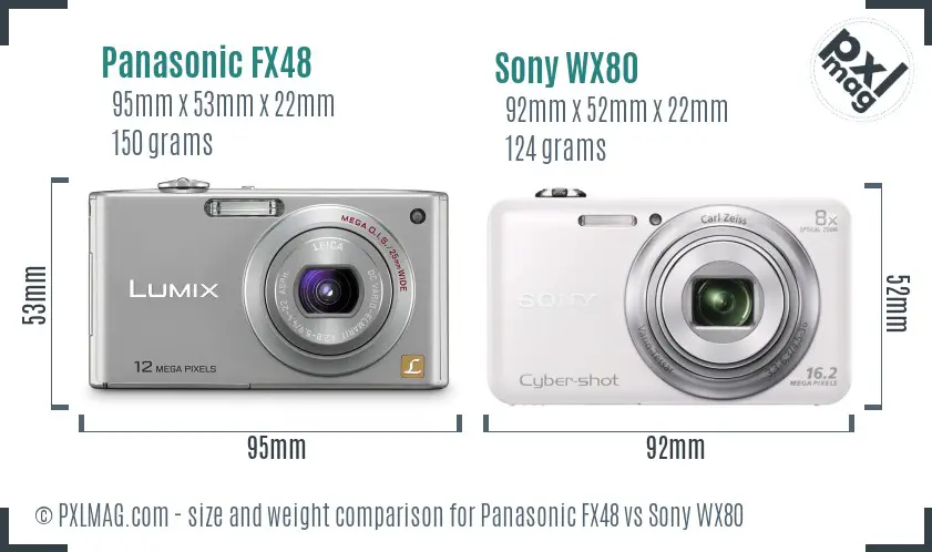 Panasonic FX48 vs Sony WX80 size comparison Panasonic FX48 vs Sony WX80 size comparison