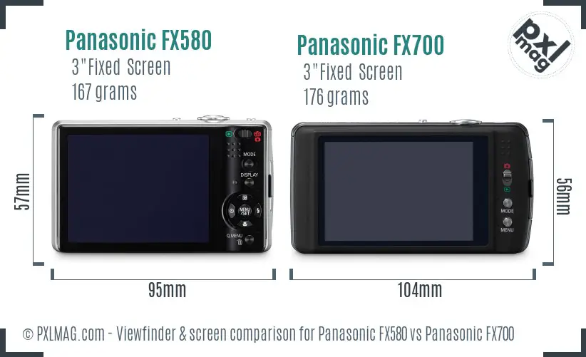 Panasonic FX580 vs Panasonic FX700 Screen and Viewfinder comparison