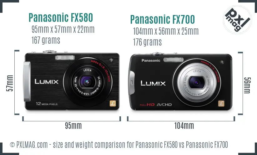 Panasonic FX580 vs Panasonic FX700 size comparison