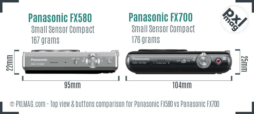 Panasonic FX580 vs Panasonic FX700 top view buttons comparison