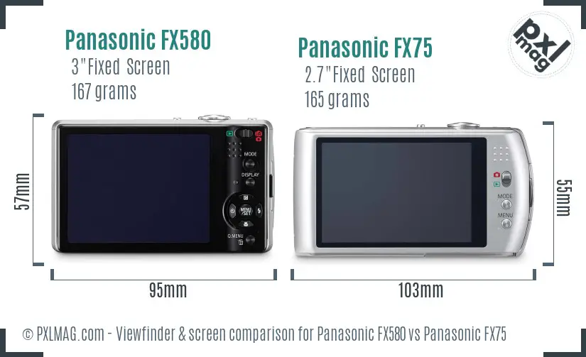 Panasonic FX580 vs Panasonic FX75 Screen and Viewfinder comparison