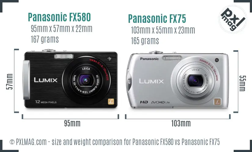 Panasonic FX580 vs Panasonic FX75 size comparison