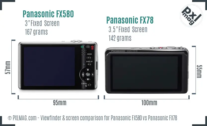 Panasonic FX580 vs Panasonic FX78 Screen and Viewfinder comparison