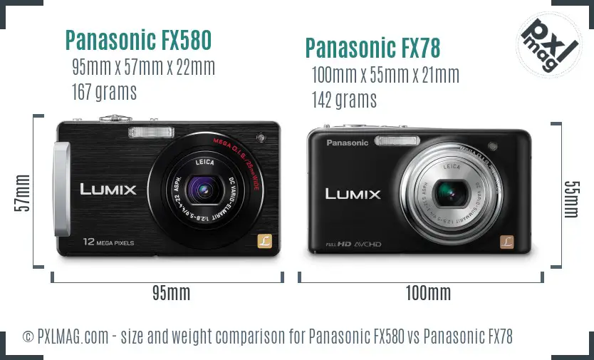 Panasonic FX580 vs Panasonic FX78 size comparison