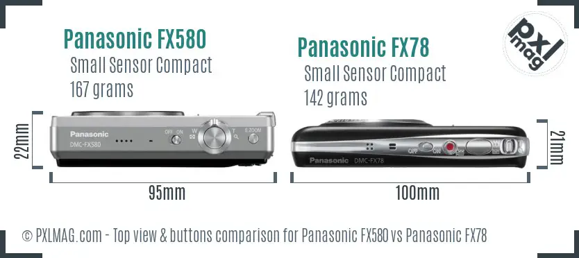 Panasonic FX580 vs Panasonic FX78 top view buttons comparison