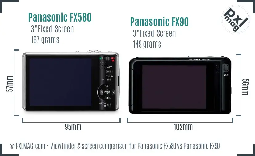 Panasonic FX580 vs Panasonic FX90 Screen and Viewfinder comparison