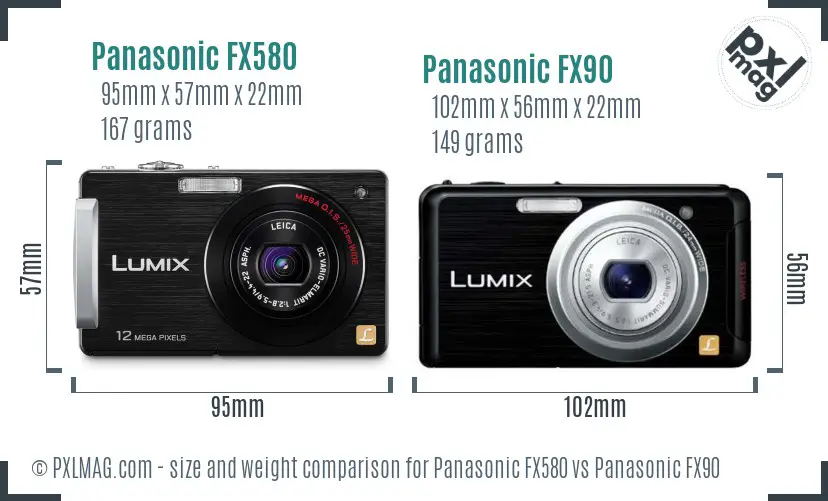 Panasonic FX580 vs Panasonic FX90 size comparison