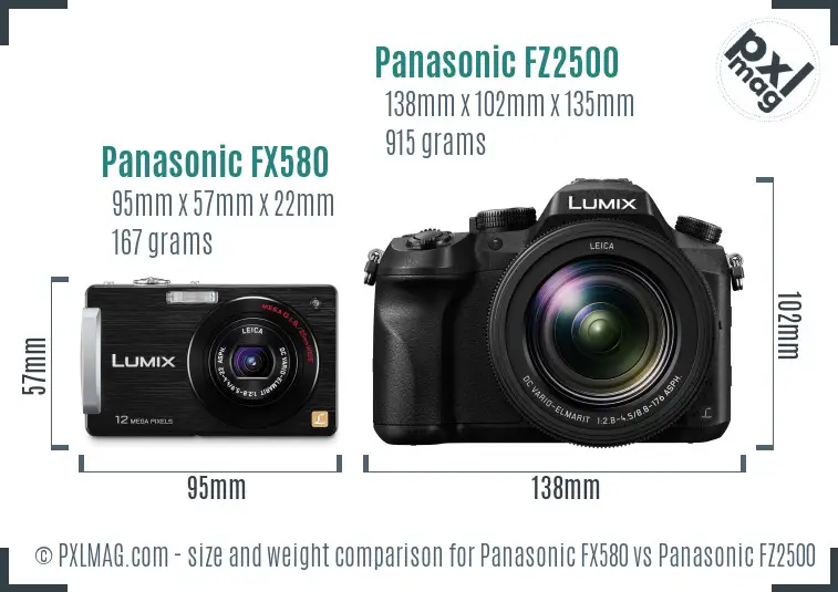 Panasonic FX580 vs Panasonic FZ2500 size comparison
