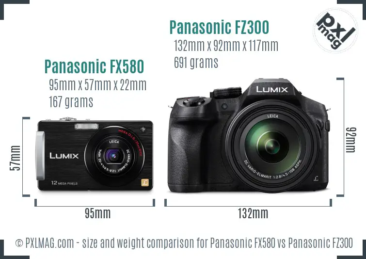Panasonic FX580 vs Panasonic FZ300 size comparison