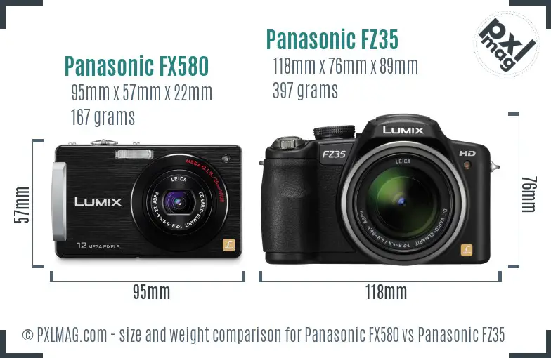 Panasonic FX580 vs Panasonic FZ35 size comparison