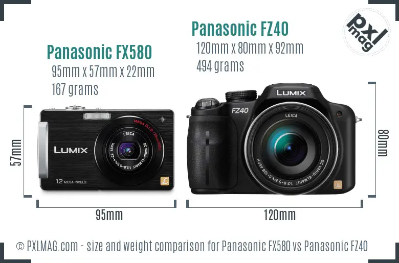 Panasonic FX580 vs Panasonic FZ40 size comparison