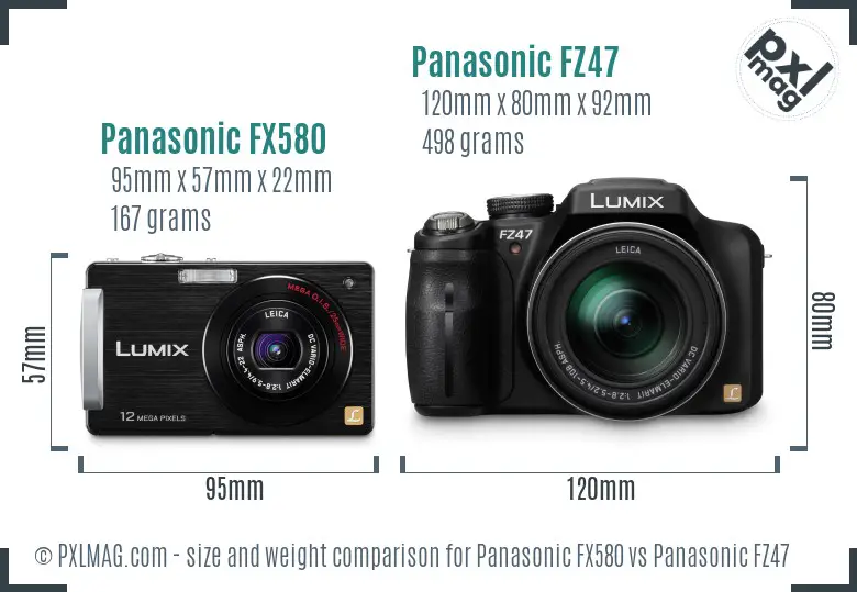 Panasonic FX580 vs Panasonic FZ47 size comparison
