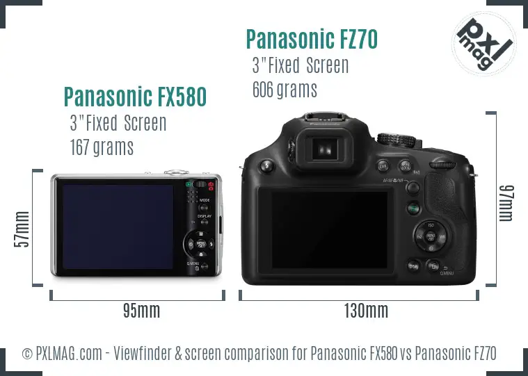 Panasonic FX580 vs Panasonic FZ70 Screen and Viewfinder comparison