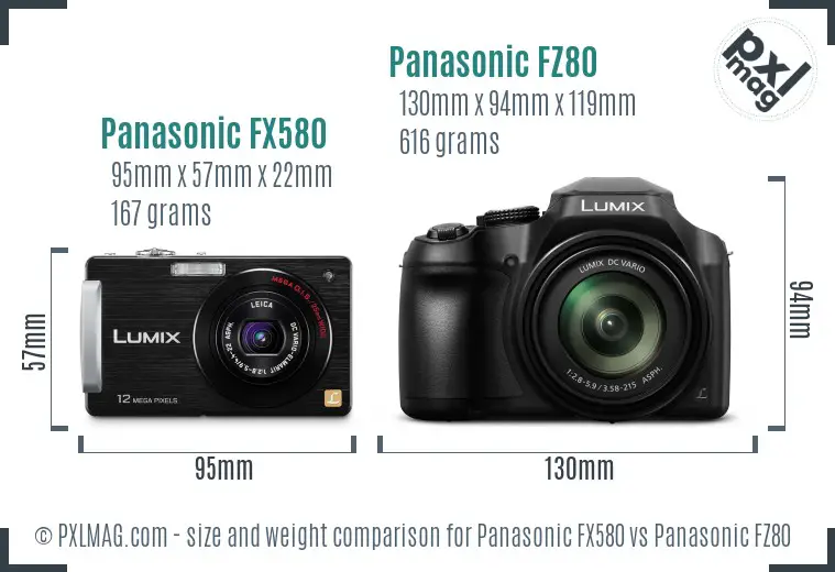 Panasonic FX580 vs Panasonic FZ80 size comparison