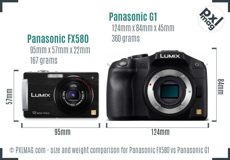 Panasonic FX580 vs Panasonic G1 size comparison