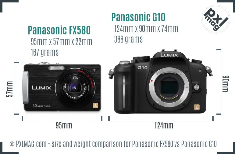 Panasonic FX580 vs Panasonic G10 size comparison