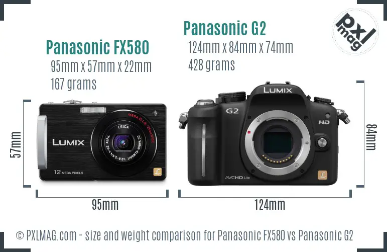 Panasonic FX580 vs Panasonic G2 size comparison
