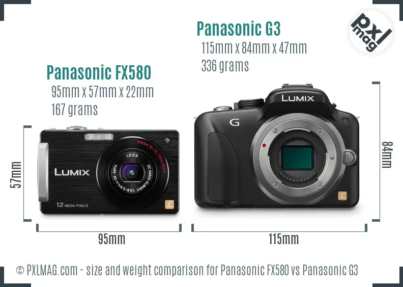 Panasonic FX580 vs Panasonic G3 size comparison