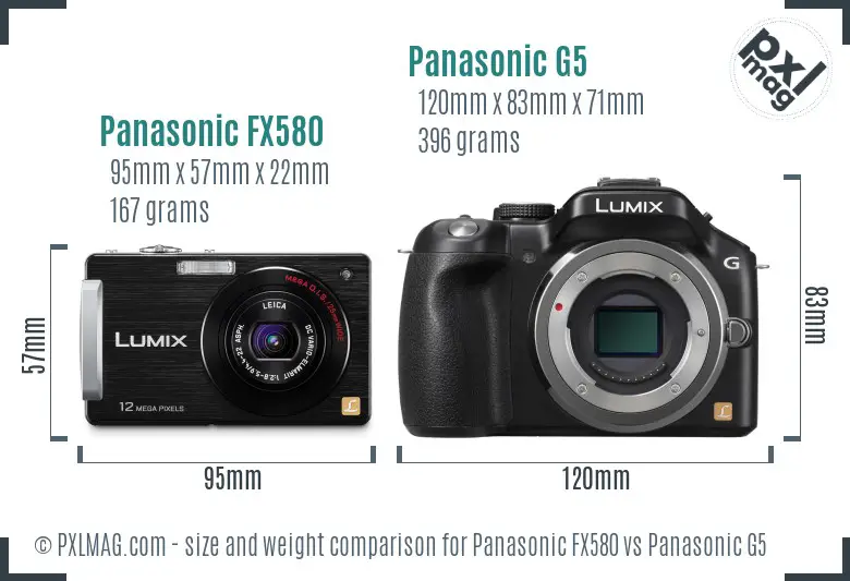 Panasonic FX580 vs Panasonic G5 size comparison