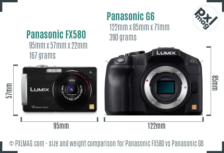 Panasonic FX580 vs Panasonic G6 size comparison