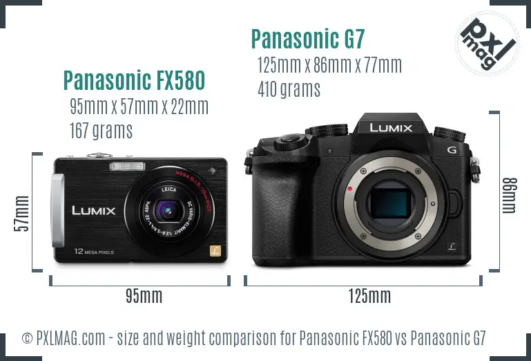 Panasonic FX580 vs Panasonic G7 size comparison