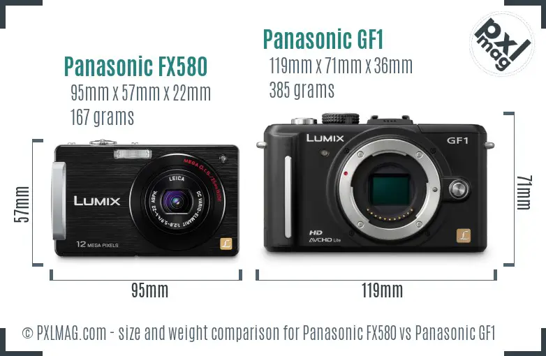 Panasonic FX580 vs Panasonic GF1 size comparison