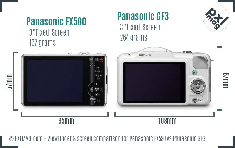 Panasonic FX580 vs Panasonic GF3 Screen and Viewfinder comparison