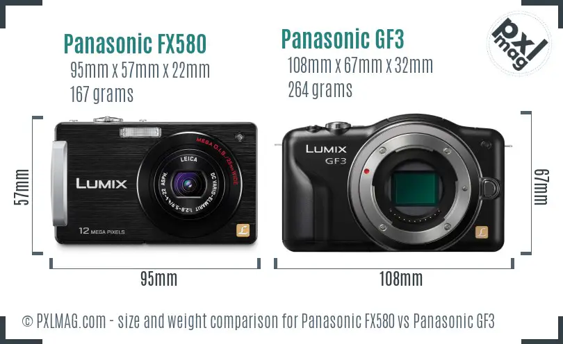 Panasonic FX580 vs Panasonic GF3 size comparison