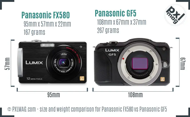 Panasonic FX580 vs Panasonic GF5 size comparison