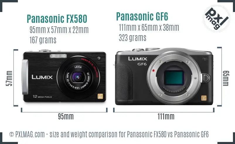 Panasonic FX580 vs Panasonic GF6 size comparison