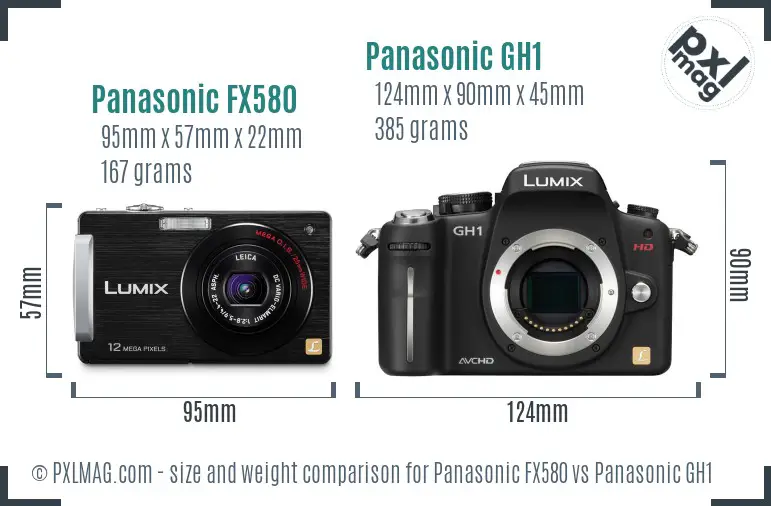 Panasonic FX580 vs Panasonic GH1 size comparison